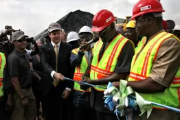 Formal Opening of London Mining's Marampa Mine in 2011: Graeme Hossie with Sierra Leone President H.E. Ernest Bai Koroma and Vice President Samuel Sam-Sumana